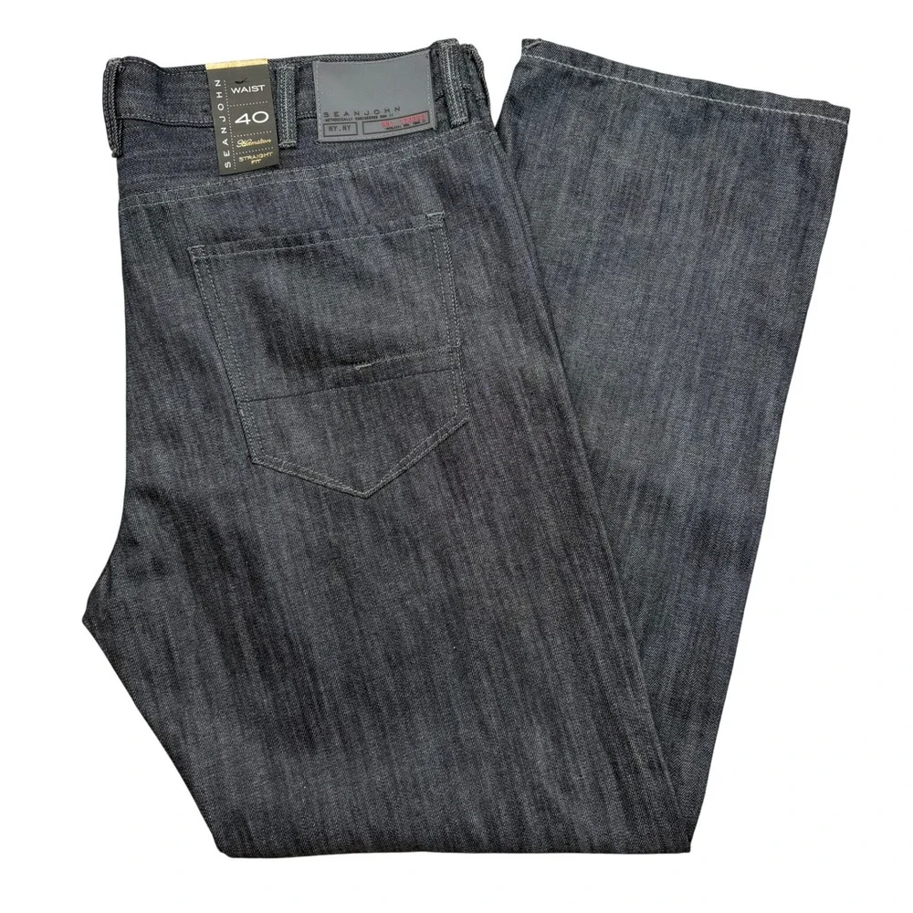 NWT Sean John Hamilton Jeans Mens 40x33 Midnight Indigo Blue Straight Fit Y2K
